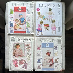 Lot of 4 Vintage Sewing Patterns for Infant/Baby Clothes Boys & Girls 1989-2011
